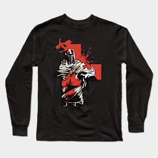 Christian templar knight Gift, Brave Rosary Crusader Warrior Long Sleeve T-Shirt